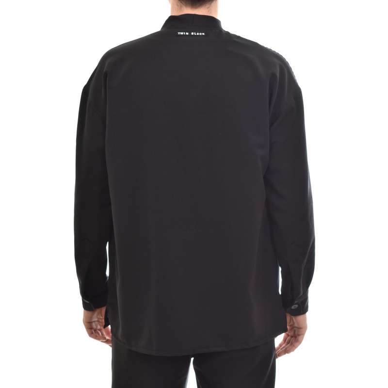 Twin Black High Collar Modern Fit Overshirt-Black