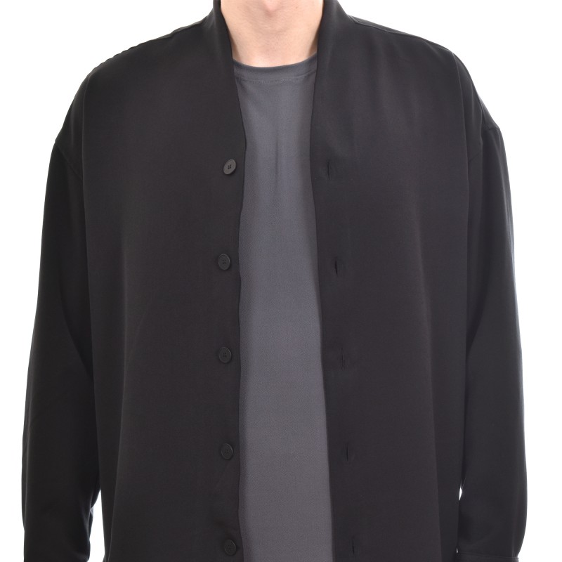 Twin Black High Collar Modern Fit Overshirt-Black