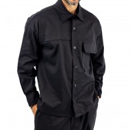 Twin Black Overshirt One Pocket-Black