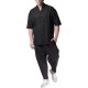 Twin Black Shirt Mao Collar Linen-Black Twin Black Shirt Mao Collar Linen-Black