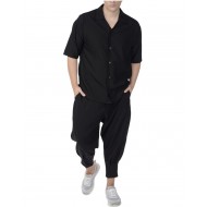 Twin Black Shirt Open Collar-Black