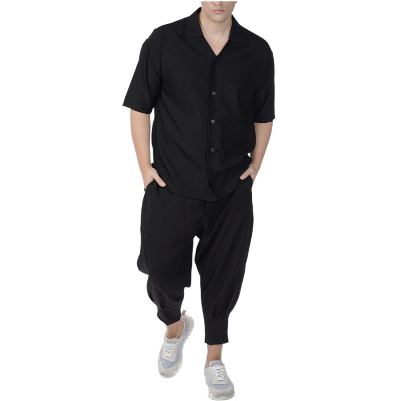 Twin Black Shirt Open Collar-Black Twin Black Shirt Open Collar-Black