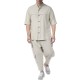 Twin Black Shirt Oversized Mandarin Collar-Beige Twin Black Shirt Oversized Mandarin Collar-Beige