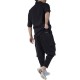 Twin Black Shirt Oversized Mandarin Collar-Black