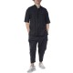 Twin Black Shirt Oversized Mandarin Collar-Black