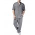 Twin Black Shirt Oversized Mao Collar-Charcoal