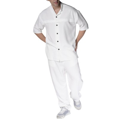 Twin Black Shirt Oversized Mao Collar-White