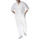 Twin Black Shirt Oversized Mao Collar-White