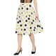 Forel Linen Polka Dot Skirt With Gutters-White/Yellow/Black
