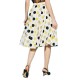 Forel Linen Polka Dot Skirt With Gutters-White/Yellow/Black