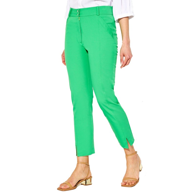 Forel Capri Elastic Trousers With Small Tears-Green