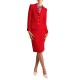 Forel Pencil Tweed Skirt With Slit-Fireman's Red