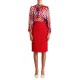 Forel Pencil Tweed Skirt With Slit-Fireman's Red
