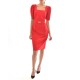 Forel Golden Belted Pencil Dress-Red Forel Golden Belted Pencil Dress-Red