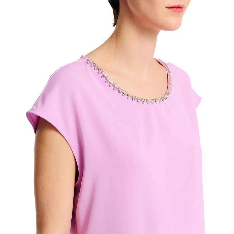 Forel Rhinestone Neckline Detailed Blouse-Lilac Forel Rhinestone Neckline Detailed Blouse-Lilac