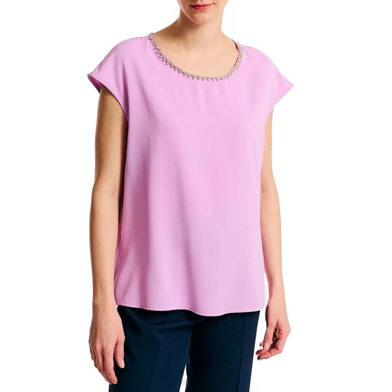Forel Rhinestone Neckline Detailed Blouse-Lilac Forel Rhinestone Neckline Detailed Blouse-Lilac