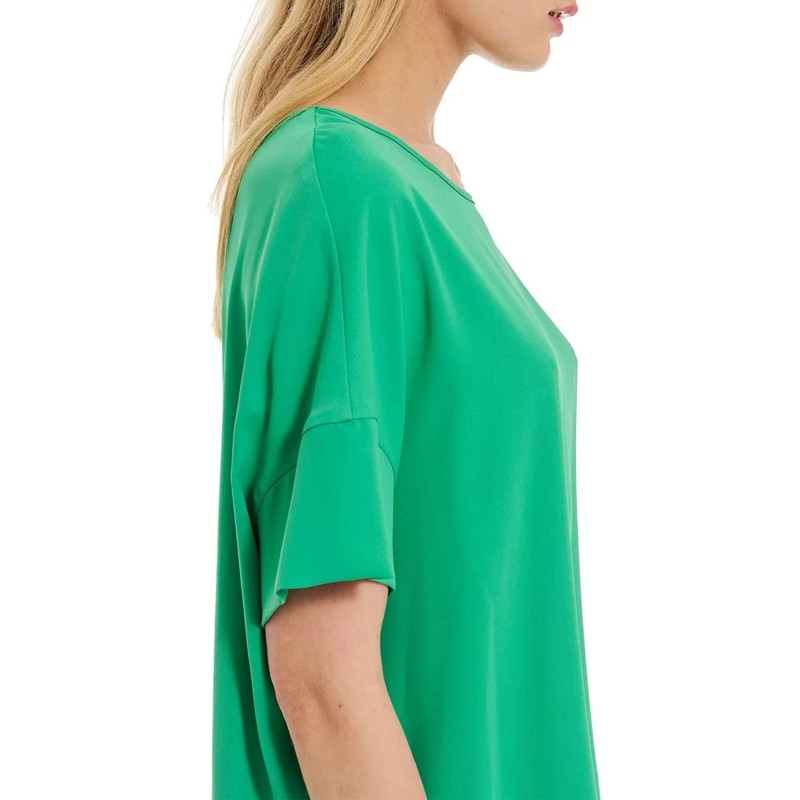 Forel Relaxed Fit Satin Blouse-Green Forel Relaxed Fit Satin Blouse-Green