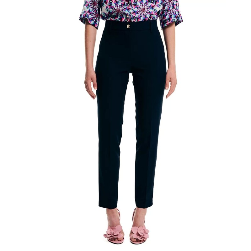 Forel Cigarette Crepe Trousers-Dark Blue