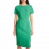 Forel Pencil Dress With Belt & Golden Details-Green