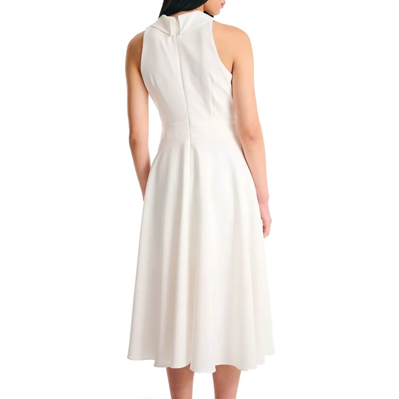 Forel V-Neck Dress With Waist Golden Detail-Off White Forel V-Neck Dress With Waist Golden Detail-Off White
