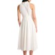Forel V-Neck Dress With Waist Golden Detail-Off White Forel V-Neck Dress With Waist Golden Detail-Off White