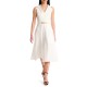 Forel V-Neck Dress With Waist Golden Detail-Off White Forel V-Neck Dress With Waist Golden Detail-Off White
