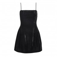 Forel Mini Dress Velvet Straps With Stones-Black