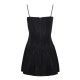 Forel Mini Dress Velvet Straps With Stones-Black