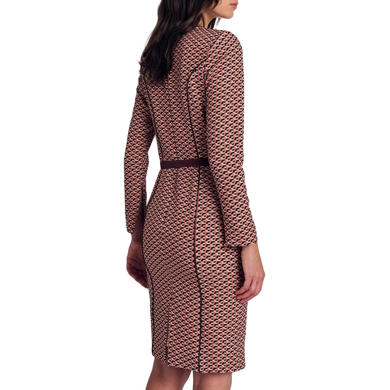 Forel Geometrical Patterned Dress With Belt-Ekai Forel Geometrical Patterned Dress With Belt-Ekai