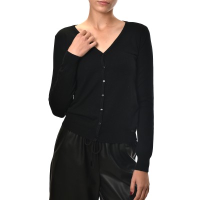 Forel Knit V-Neckline Cardigan-Black