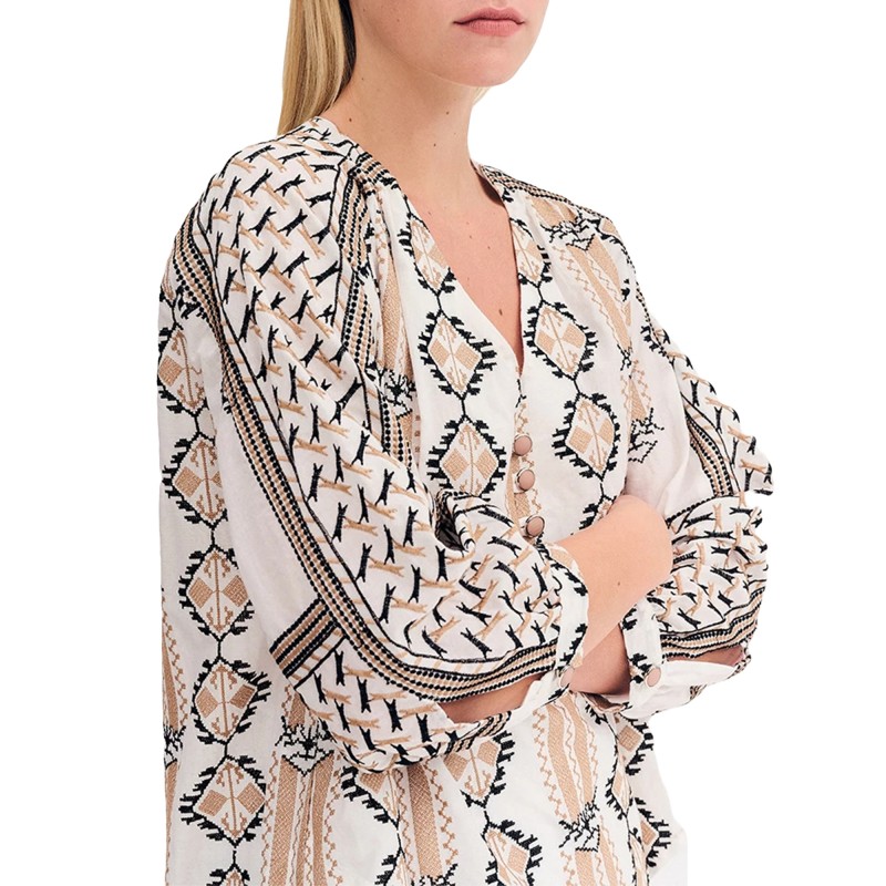 Forel Blouse Case Study Embroidery-Cappuccino