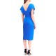 Forel Dress Pencil Satin With Belt-Blue Royal