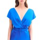 Forel Dress Pencil Satin With Belt-Blue Royal