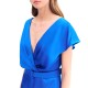 Forel Dress Pencil Satin With Belt-Blue Royal