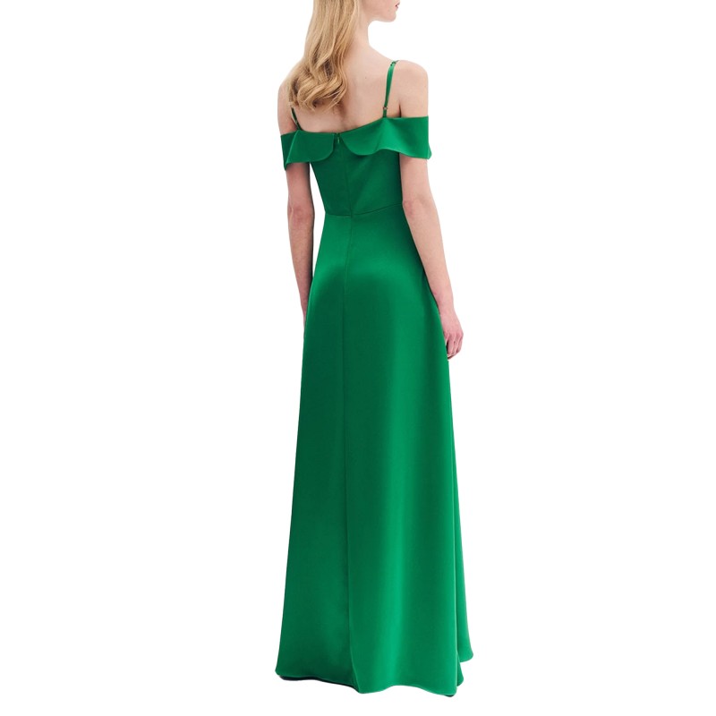 Forel Dress Satin With Bow Maxi-Green Forel Dress Satin With Bow Maxi-Green