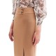 Forel Skirt With Gold Buttons Detail-Camel