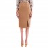 Forel Skirt With Gold Buttons Detail-Camel