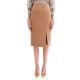 Forel Skirt With Gold Buttons Detail-Camel