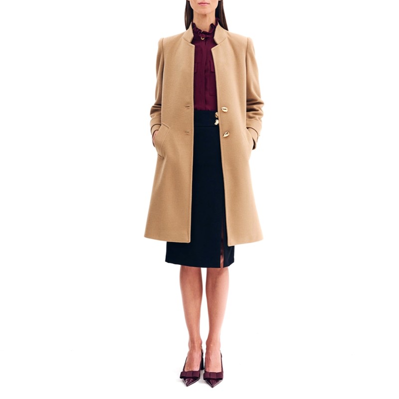 Forel Skirt With Gold Buttons Detail-Black