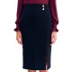 Forel Skirt With Gold Buttons Detail-Black