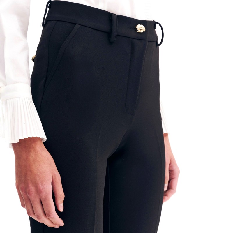 Forel Trousers With Gold Buttons-Black