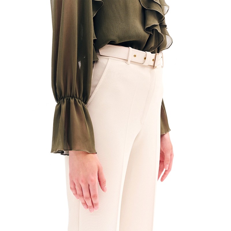 Forel Trousers With Gold Buttons-Vanilla
