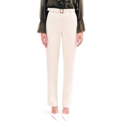 Forel Trousers With Gold Buttons-Vanilla