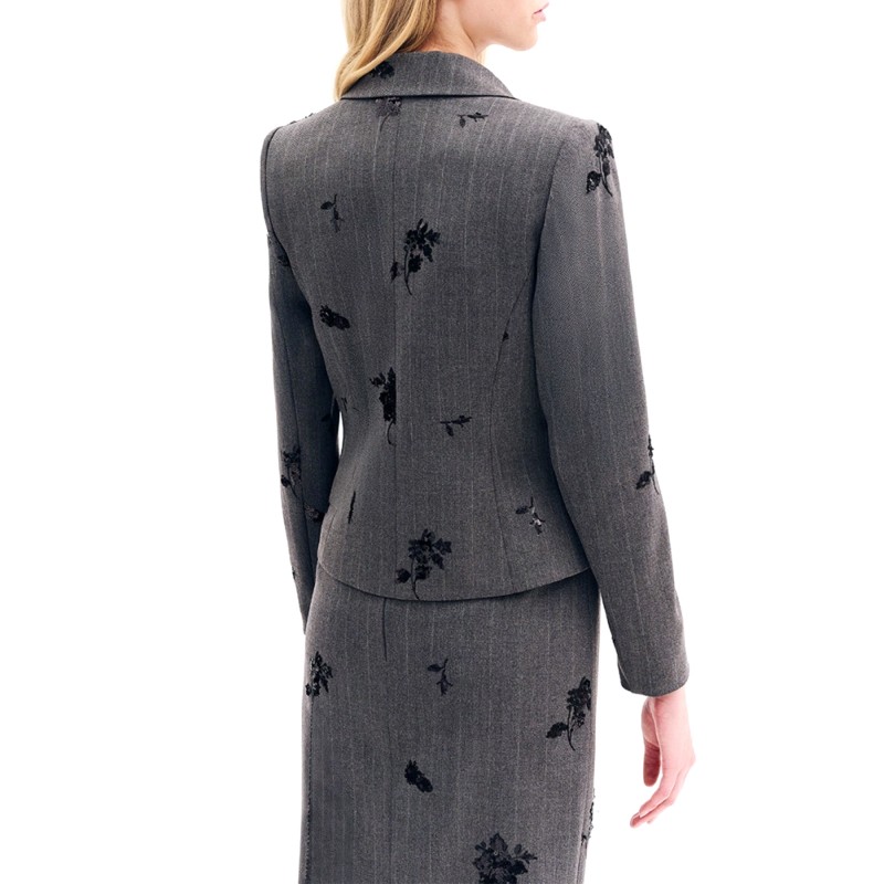 Forel Blazer Jacket With Embroidery Sparcle Flower-Grey Forel Blazer Jacket With Embroidery Sparcle Flower-Grey