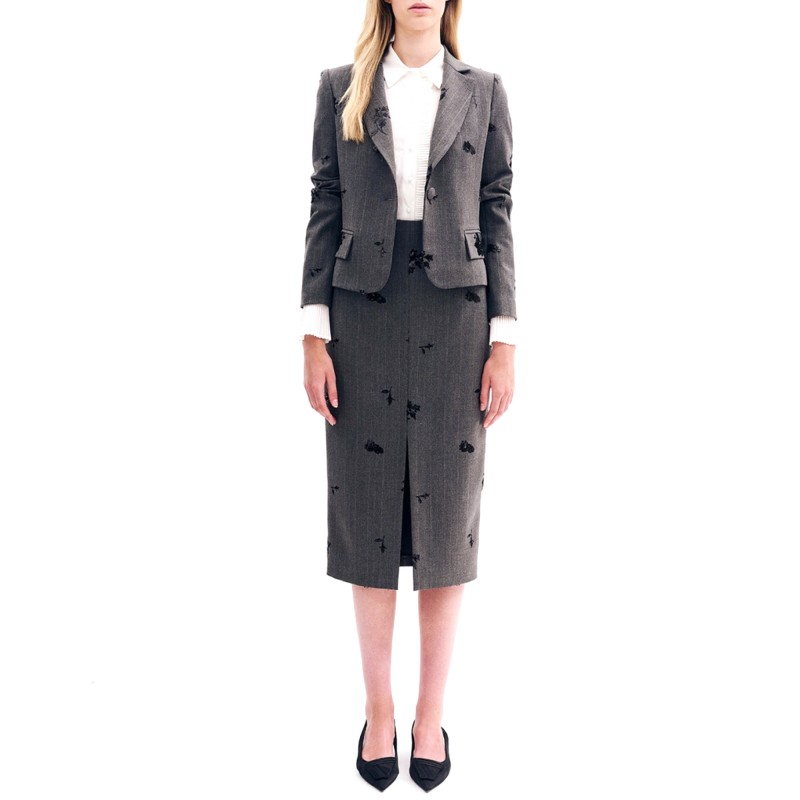 Forel Blazer Jacket With Embroidery Sparcle Flower-Grey Forel Blazer Jacket With Embroidery Sparcle Flower-Grey