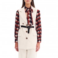 Forel Vest Corduroy With Belt-Vanilla
