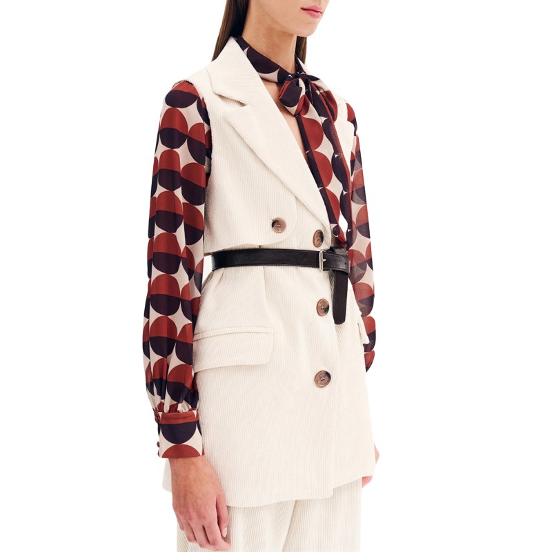 Forel Vest Corduroy With Belt-Vanilla Forel Vest Corduroy With Belt-Vanilla