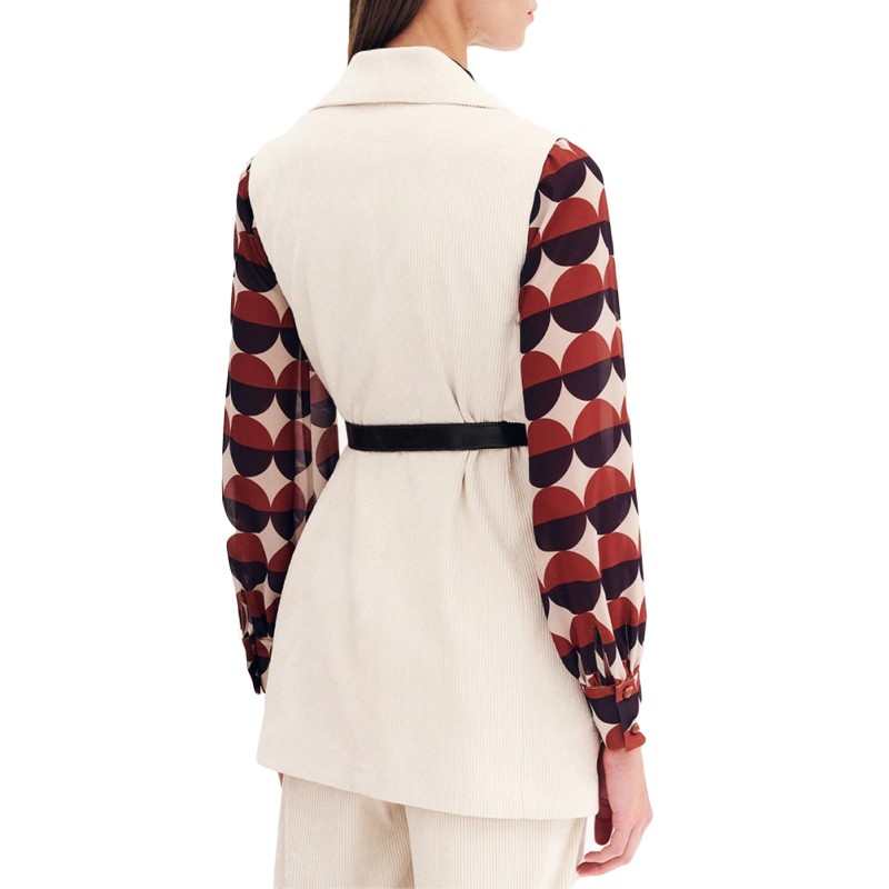 Forel Vest Corduroy With Belt-Vanilla Forel Vest Corduroy With Belt-Vanilla