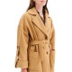 Forel Coat Short With Elastic Waist And Belt-Camel Forel Coat Short With Elastic Waist And Belt-Camel