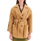 Forel Coat Short With Elastic Waist And Belt-Camel Forel Coat Short With Elastic Waist And Belt-Camel